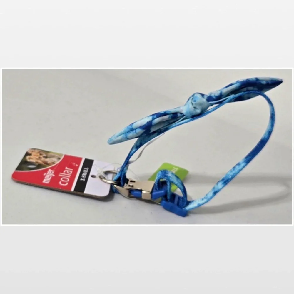 New Pet Dog Collar X-Small Bow Tie Blue White Tie Dye Animal Adjustable NWT